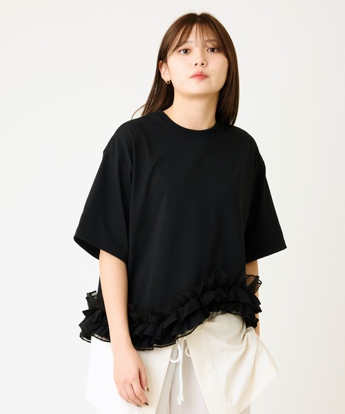 avieフリルカットソー AVIE（アビィ） tシャツ フリルデザインTEE レディース : ZOZOTOWN
