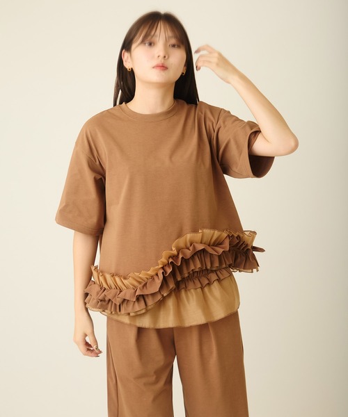 avieフリルカットソー AVIE（アビィ） tシャツ フリルデザインTEE レディース : ZOZOTOWN