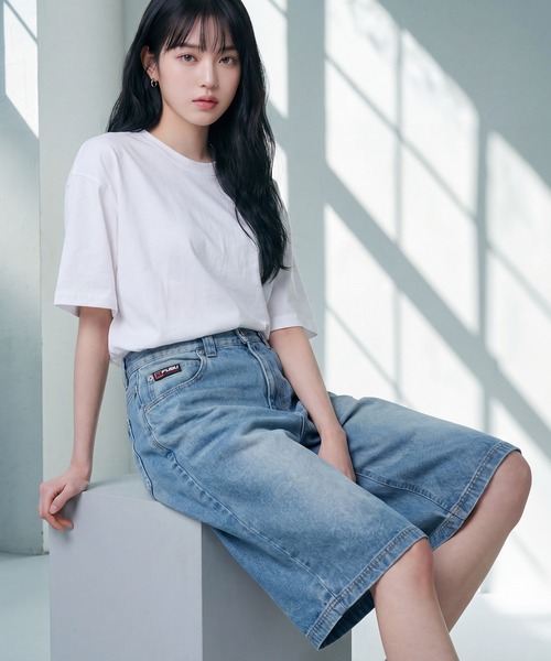 FUBU デニムハーフパンツ ジョーツ　膝下 FUBU（フブ） ワイドパンツ ハーフパンツ ジーンズ 短パン 「FUBU/フブ