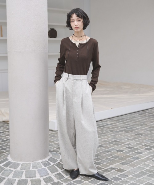「AIC.」 スラックス FREE アイボリー レディース_画像2