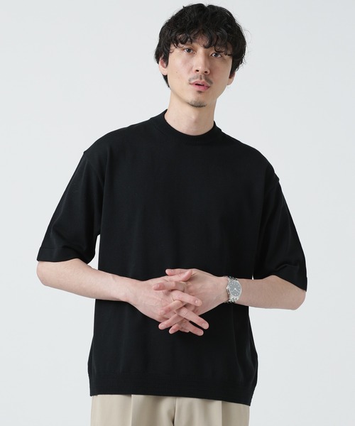 「NANO universe」 半袖ニット L アイボリー メンズ_画像3