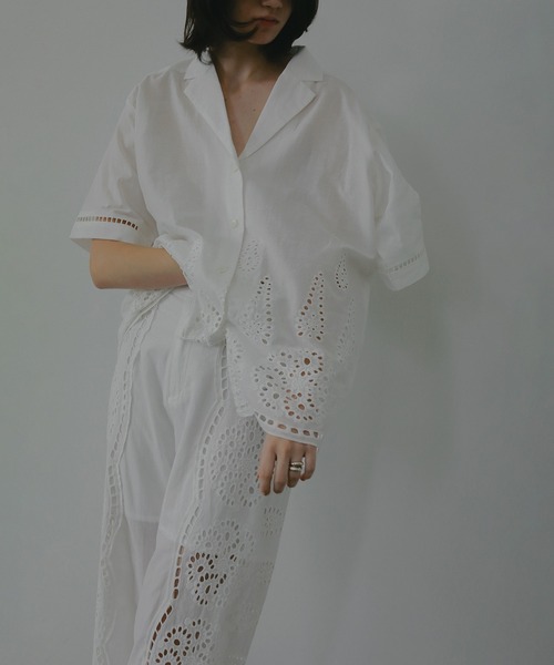 MANOF（マノフ） ブラウス シャツ CUT WORK LACE SHIRT レディース