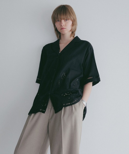 MANOF（マノフ） ブラウス シャツ CUT WORK LACE SHIRT レディース