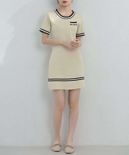 「MAISON DE THERESE」 ニットワンピース M ベージュ レディース_画像3