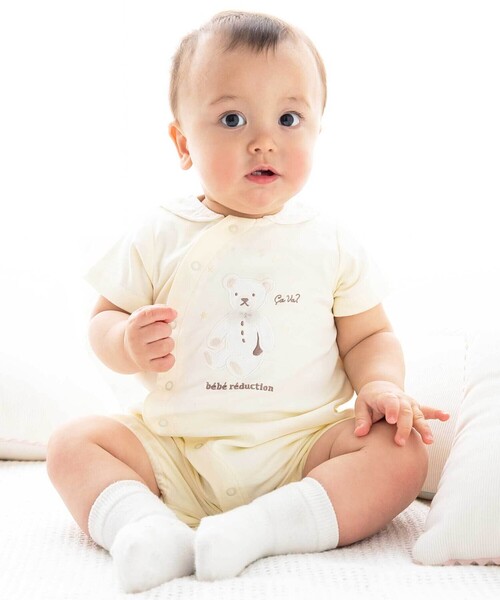 ベビー服 ロンパース 「お揃い」スムースくま（ルウちゃん）パッチ2wayオールベビー(50~75cm)