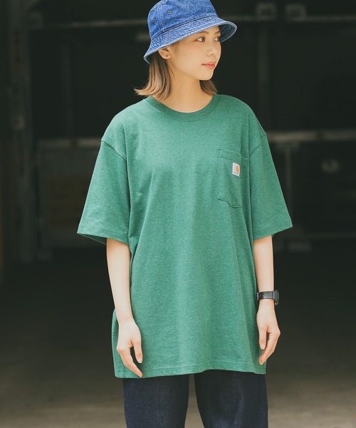 (取寄) カーハート レディース WK87 ワークウェア ポケット ショート スリーブ T-シャツ Carhartt women WK87 Carhartt Women's WK87 Short Sleeve Pocket T-Shirt - Heather