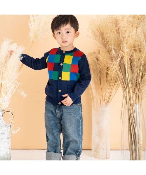 ami amie カーディガン カラフル四角カーディガン キッズ 子供服