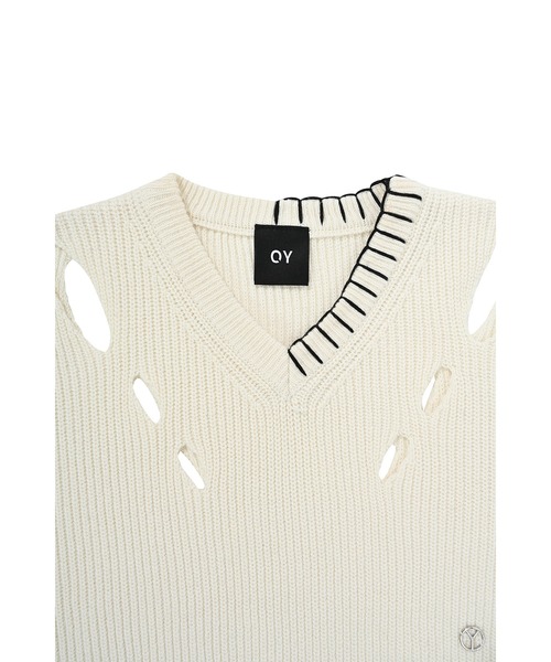 OY ベストニット OY ベスト ジレ 「OY/オーワイ」 CURVED LINE KNIT VEST/カーブ