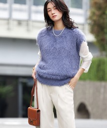 ella selectshop シャギーボアニットジレ ELFRANK ベスト ジレ シャギーニットベスト レディース : ZOZOTOWN