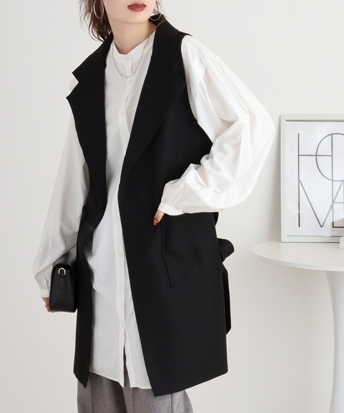 ベスト ジレ A.N.L フェイクウールテーラードジレ レディース