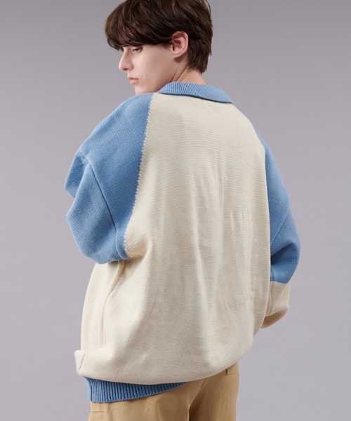 ONCILY セーター ニット BICOLOR KNIT POLO / バイカラー