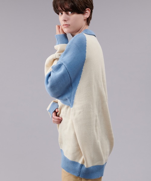 ONCILY セーター ニット BICOLOR KNIT POLO / バイカラー