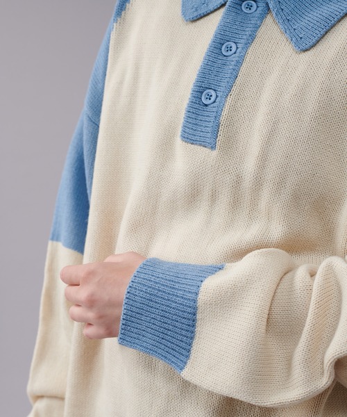 新品、未着用【Bicolor Knit Polo（バイカラーニットポロ）】 ONCILY セーター ニット BICOLOR KNIT POLO / バイカラー