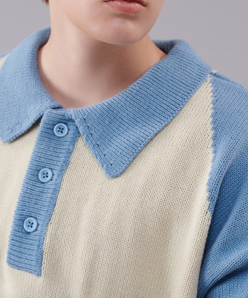 新品、未着用【Bicolor Knit Polo（バイカラーニットポロ）】 ONCILY セーター ニット BICOLOR KNIT POLO / バイカラー