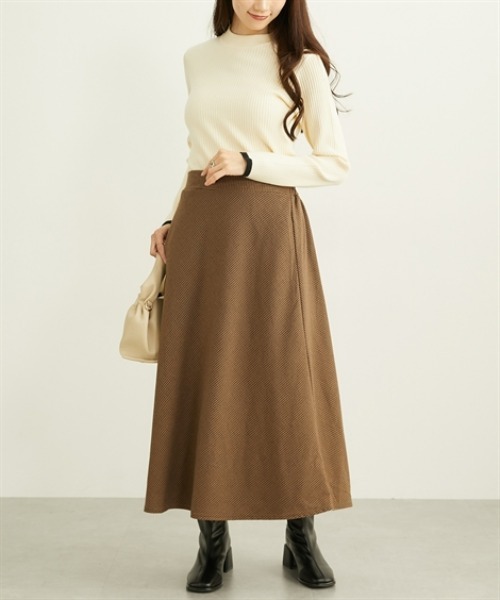 ニッセン（nissen） スカート 両面起毛 フレアロングスカート