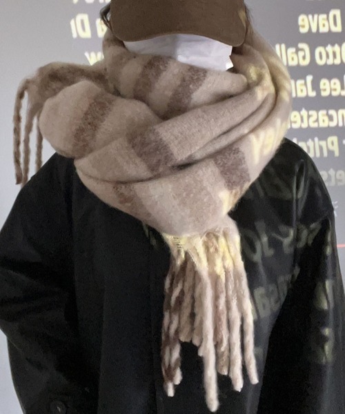 マフラー ストール チェックフリンジマフラー レディース : ZOZOTOWN