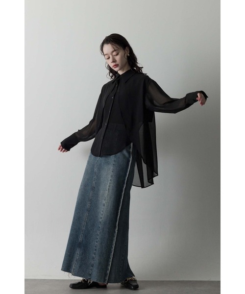 Limue ブラウス シャツ ラウンドカッティングブラウス
