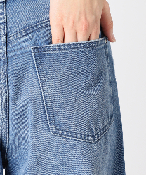 Woadblue BARREL DENIM 23 青　ワイドパンツ　カットオフ1 woadblue パンツ デニム ジーンズ 「W by Woadblue / ダブリュー