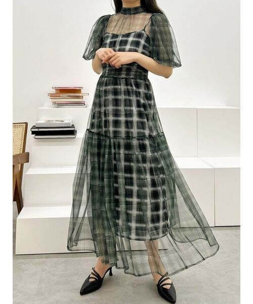 ワンピース 2WAYチェックチュールワンピース レディース : 83041451  