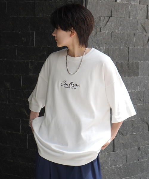 tシャツ 25SS ナチュラルドレープ とろみ肌感 ワンポイント刺繍 ビッグシルエット半袖Tシャツ カットソー ユニセックス「Confirm」 メンズ | Confirm