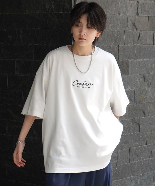 tシャツ 25SS ナチュラルドレープ とろみ肌感 ワンポイント刺繍 ビッグシルエット半袖Tシャツ カットソー ユニセックス「Confirm」 メンズ | Confirm | 12