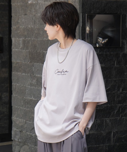 tシャツ 25SS ナチュラルドレープ とろみ肌感 ワンポイント刺繍 ビッグシルエット半袖Tシャツ カットソー ユニセックス「Confirm」 メンズ | Confirm | 17