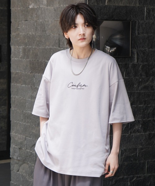 tシャツ 25SS ナチュラルドレープ とろみ肌感 ワンポイント刺繍 ビッグシルエット半袖Tシャツ カットソー ユニセックス「Confirm」 メンズ | Confirm | 18