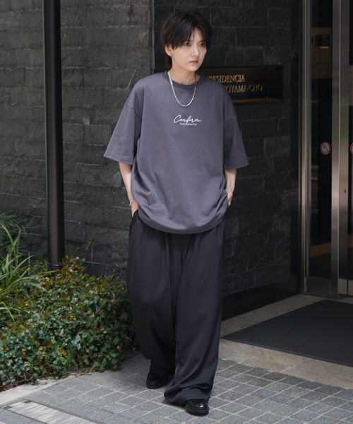 tシャツ 25SS ナチュラルドレープ とろみ肌感 ワンポイント刺繍 ビッグシルエット半袖Tシャツ カットソー ユニセックス「Confirm」 メンズ | Confirm | 27