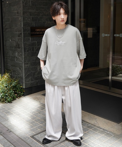 tシャツ 25SS ナチュラルドレープ とろみ肌感 ワンポイント刺繍 ビッグシルエット半袖Tシャツ カットソー ユニセックス「Confirm」 メンズ | Confirm | 21
