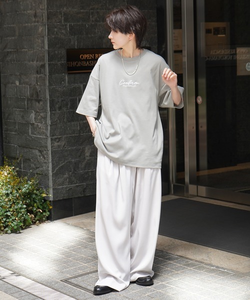 tシャツ 25SS ナチュラルドレープ とろみ肌感 ワンポイント刺繍 ビッグシルエット半袖Tシャツ カットソー ユニセックス「Confirm」 メンズ | Confirm | 22