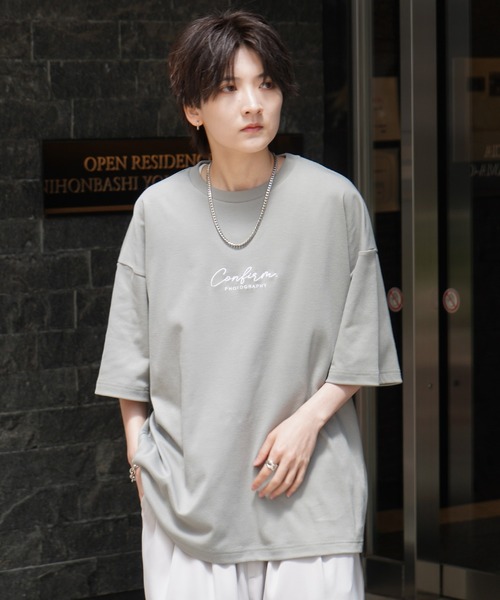 tシャツ 25SS ナチュラルドレープ とろみ肌感 ワンポイント刺繍 ビッグシルエット半袖Tシャツ カットソー ユニセックス「Confirm」 メンズ | Confirm | 24