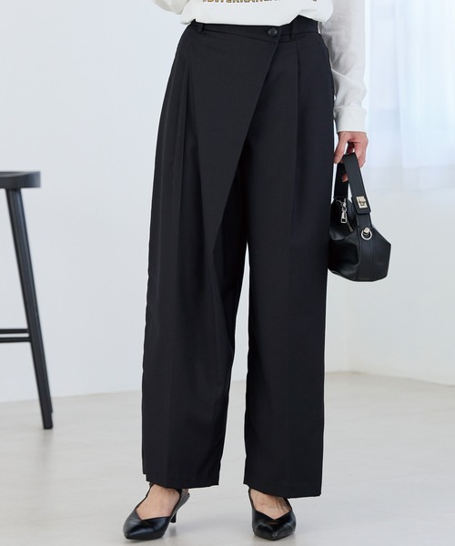 新品　ラビアンジェ黒のレースワイドパンツ LAVEANGE パンツ ラップワイドパンツ レディース : ZOZOTOWN