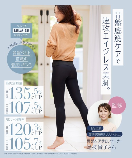ベルミス 産後 骨盤ベルト着圧レギンス M ブラック 4着セット BELMISE（ベルミス） レギンス スパッツ 「販売枚数680万枚突破