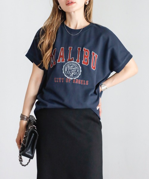 Bonjour Sagan（ボンジュールサガン） tシャツ カレッジ刺繍ピグメント