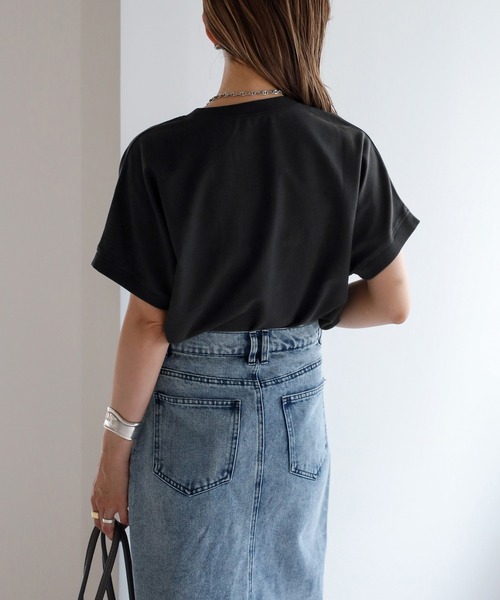 tシャツ カレッジ刺繍ピグメントスウェットTシャツ レディース | Bonjour Sagan | 08