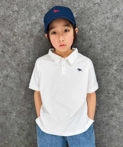 ホワイト ポロシャツ ロゴ刺繍 ポロシャツ POLO CHAMPS ワンポイント ロゴ刺繍 ポロシャツ キッズ