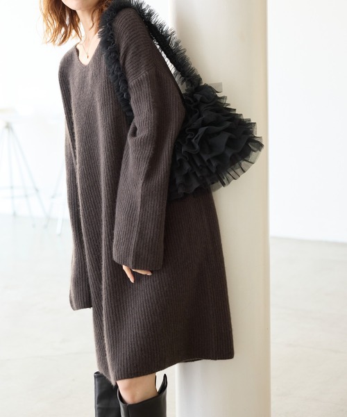 ROPE' PICNIC(ロペ ピクニック) ワンピース FOX混ニットミニ ROPE' PICNIC(ロペ ピクニック) ワンピース FOX混ニットミニ
