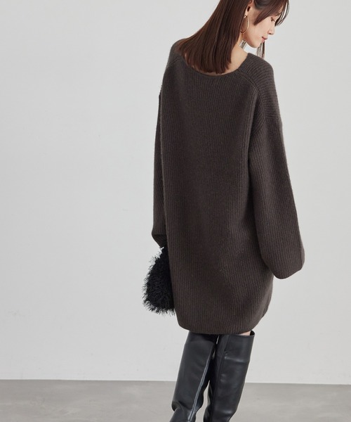 【新品・タグ付き・箱あり】THE TOÉアンゴラ混 ニットミニワンピース ROPE' PICNIC（ロペ ピクニック） ワンピース FOX混ニットミニ