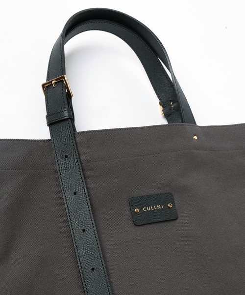 cullni レザートートバッグ高さ 横 マチ ハンドル CULLNI トートバッグ Leather Belt Handle ＆ Canvas
