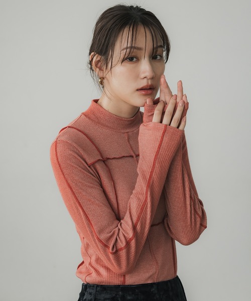 tシャツ ハイネックメローリブTOP レディース PUBLIC TOKYO tシャツ ハイネックメローリブTOP レディース