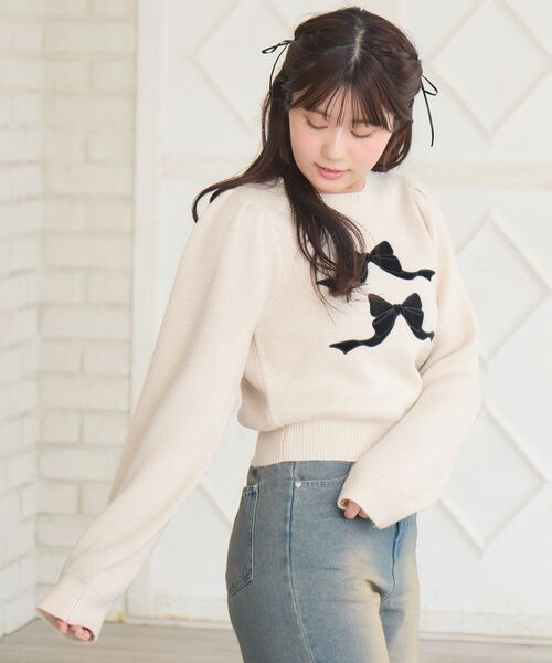 お客様❣️専用ページ Emsexcite（エムズエキサイト） ニット セーター ダブルリボン刺繍NTPO