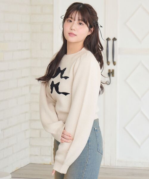 Emsexcite（エムズエキサイト） ニット セーター ダブルリボン刺繍NTPO