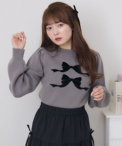 Emsexcite（エムズエキサイト） ニット セーター ダブルリボン刺繍NTPO