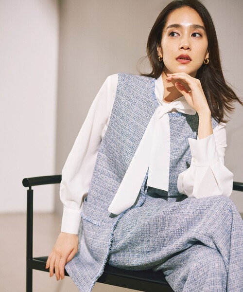 自由区 ベスト ジレ ライトミックスツイード レディース