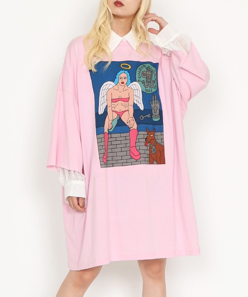 tシャツ Night angelスーパービッグＴシャツ レディース メンズ PUNYUS tシャツ Night angelスーパービッグTシャツ レディース