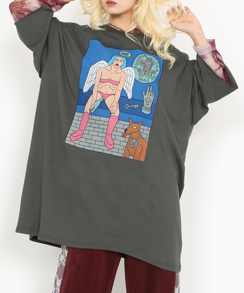 tシャツ Night angelスーパービッグＴシャツ レディース メンズ PUNYUS tシャツ Night angelスーパービッグTシャツ レディース