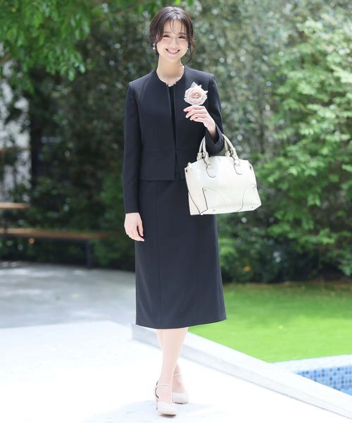 PourVous セットアップ 前ファスナーワンピースフォーマル喪服