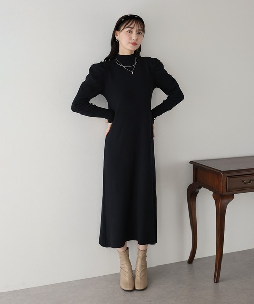 BLUEEAST ワンピース パフスリーブニットワンピース : ZOZOTOWN Yahoo