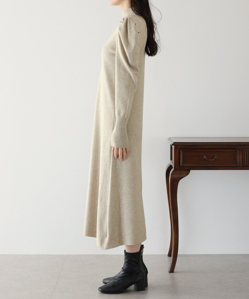 XmasSALE✨】Drawer パックニットジップワンピース パフスリーブ