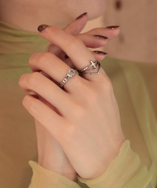 本格派ま！ DE NOIR POUPEE スクエアCZ 「WEB限定」silver925 リング 指輪 アクセサリー